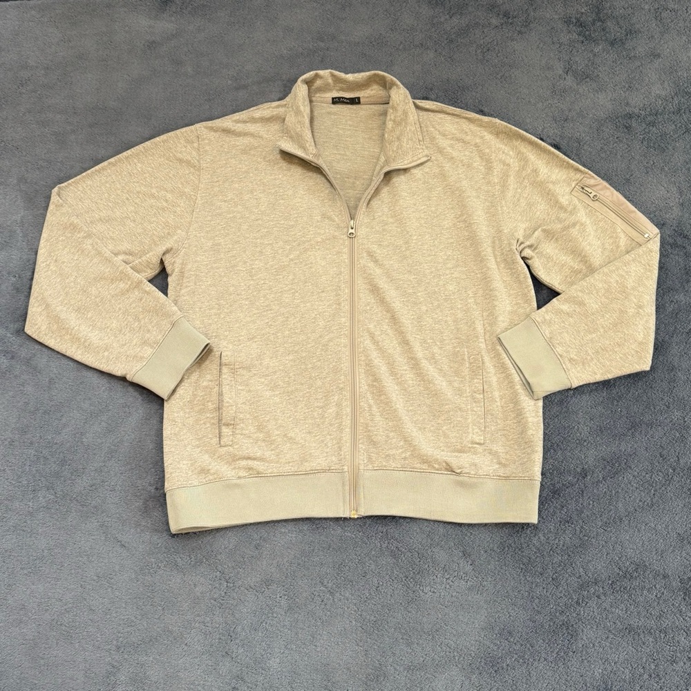 M. Men Light Gray Zip Up Long Sleeve Sweatshirt